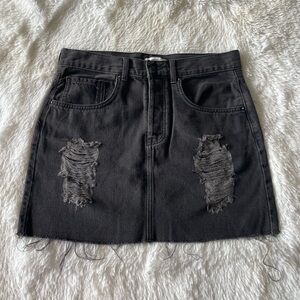 Distressed Denim Skirt